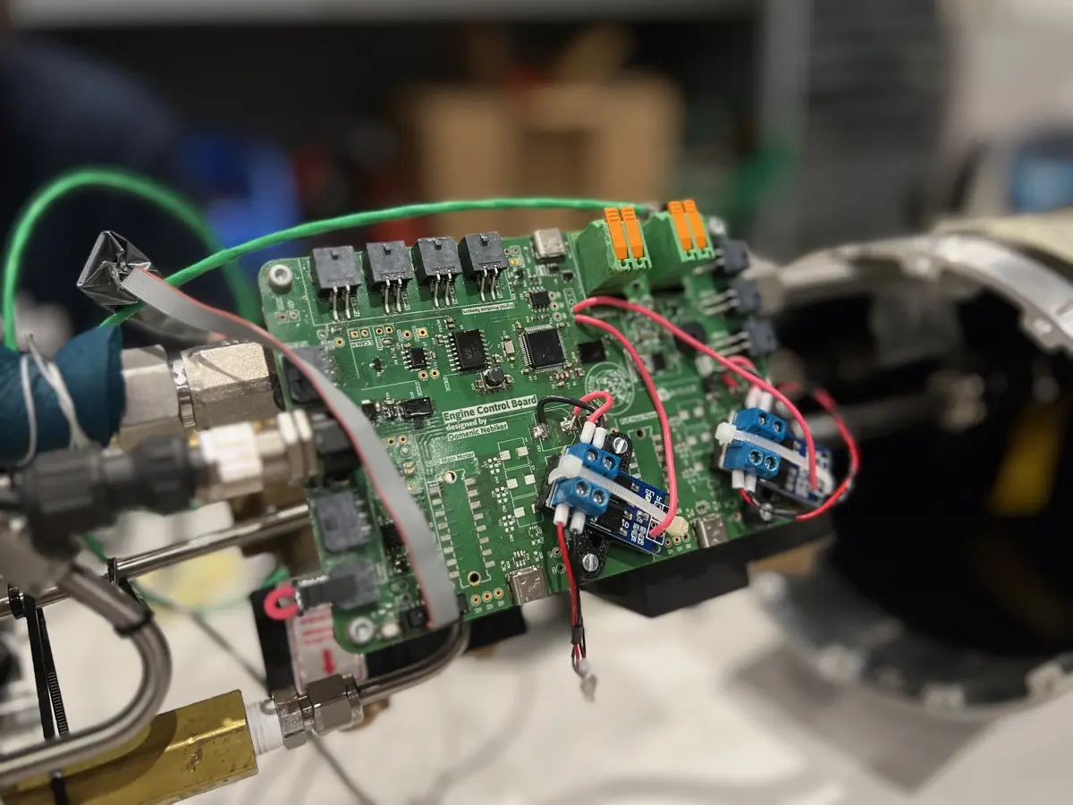 Close-up of a HERMES electronics board